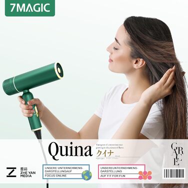Фен для волосся 7MAGIC з концентратором, компактний туристичний фен, 1600W, зелений