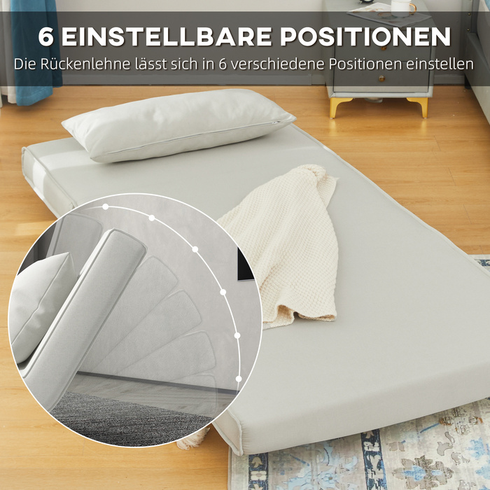 HOMCOM Sleeper Sofa, Single Sofa, Folding Sofa with Adjustable Backrest, Nordic Style, Linen-Look Fabric for Living Room & Guest Room