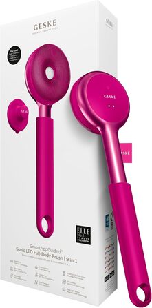 GESKE Sonic LED Full-Body Brush: Щітка для тіла з LED, 9-в-1 | Інтенсивне пілінг, масаж, глибоке очищення | SmartSonic, силіконові нопки, Magenta