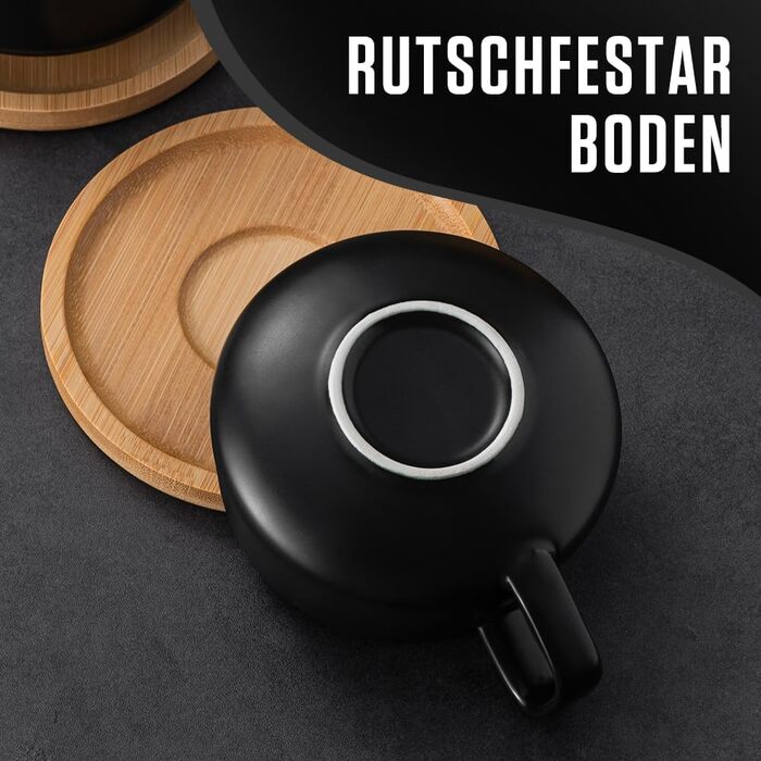 Набір кавових чашок капучіно з блюдцями, 320 мл, кераміка, для капучіно, лате, американо та чаю, білий (чорний, 2)