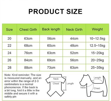 Dog Raincoat, Waterproof Dog Coat with Hood, Lightweight Rain Jacket for Medium and Large Dogs - Suitable for the Dog Playground and Dog Vacation - Green (24)