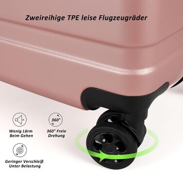 Набір валіз TANTOMI 3 шт., ABS, рожево-золотий колір, 20/24/28 дюймів, з колесами