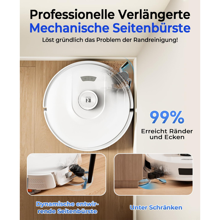 Робот-пилосос Redkey R11 з функцією миття, 20000Pa, док-станція 4L, захист від намотування волосся, LiDAR навігація, керування через додаток, для килима та шерсті тварин, білий