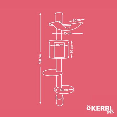 Дерев'яний комплекс для котів Kerbl Dolomit XL, білий, 70x45x185 см, для кількох котів, з сизалевими стовпчиками
