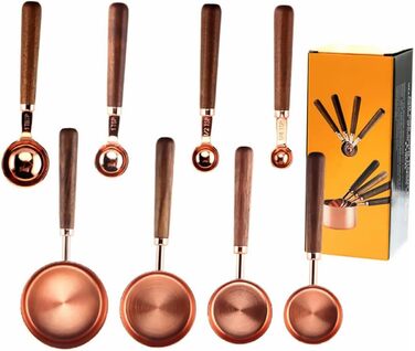 8-Piece Rose Gold Multifunctional Measuring Cup and Spoon Set with Handles - For Baking and Cooking