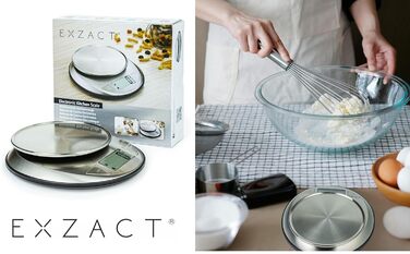 Електронна кухонна вага EXZACT з нержавіючої сталі з мискою для приготування їжі та випічки, функція тарування, максимальна вага 5 кг (EX4362)