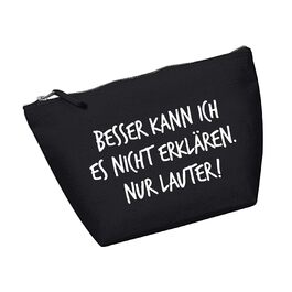 Косметичка RaketeBerlin середня, бавовняний канвас, з написом 'Besser kann ich es nicht erklären. Nur Lauter!'