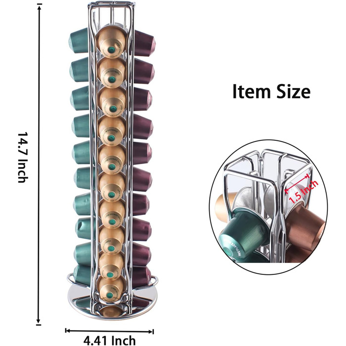 Тримач для капсул Nespresso Sevenline, органайзер на 40 капсул, срібляний