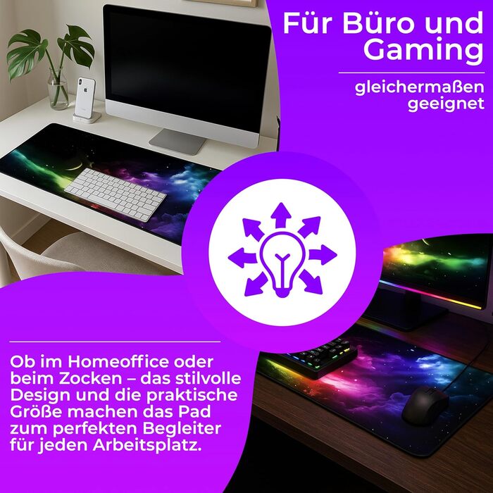 Килимок для миші Retoo XXL, 885 x 400 мм, ігровий з малюнком, великий розмір, преміум-поверхня, для покращення точності та швидкості, без бахрому