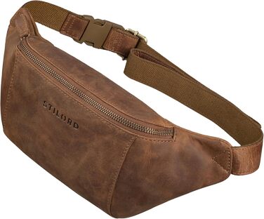 STILORD 'Pino' Елегантна поясна/грудна сумка з екошкіри для жінок та чоловіків. Компактна, вінтажна, з натуральної шкіри, колір: (Mittel - Braun)