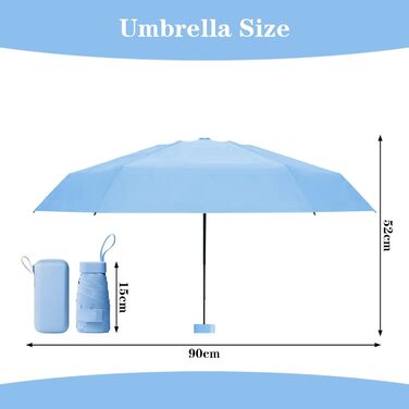 Компактний парасолька від дощу, міні-парасолька, захист від УФ-променів, вітростійка з капсульною ручкою, портативна для чоловіків та жінок (блакитна)