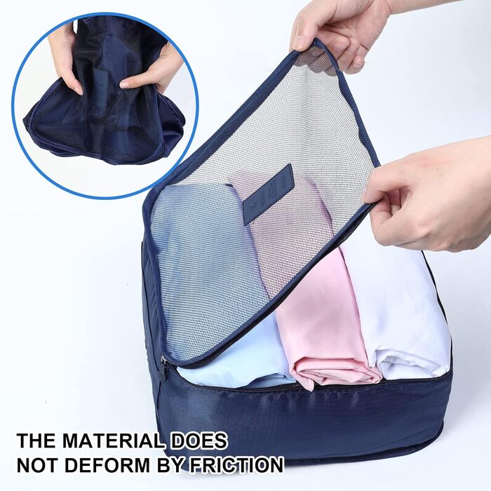 Органайзер для валізи AiQInu, набір 7 шт: кубики для пакування, органайзери для подорожей, сумки для одягу та взуття, темно-синій, одиночний