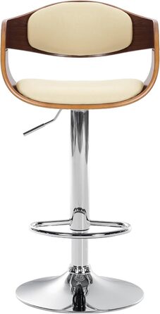 Kingston Adjustable Bar Stool with Faux Leather Seat - Walnut/Cream Finish