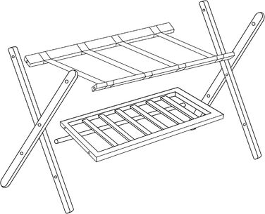 Relaxdays Folding Suit Stand, Suit Stool Wood, HBT: 54.5 x 66 x 44.5 cm, 2 Shelves, Suit Storage Hotel, white, 10029975_49
