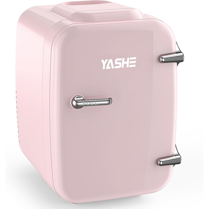 Міні-холодильник YASHE 4L, рожевий: для косметики, напоїв, 220V/12V, термоелектричний, для спальні, офісу, авто
