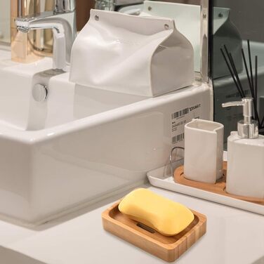 Натуральні дерев'яні підставки для мила з бамбука (2 шт.) - ручна робота, для мила, губки, аксесуарів для ванної кімнати