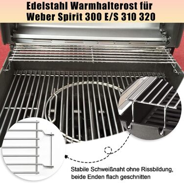 Решітка для гриля Weber Spirit 300 серії (44,5 x 30 см), чавунна, сумісна з E310, E320, E330, SP310, Genesis Silver B/C, замінна частина для Weber II 300