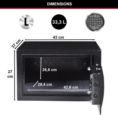 Сейф Master Lock з електронним кодовим замком, 16 л, 22 x 35 x 27 см
