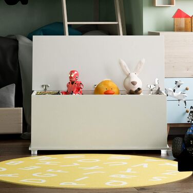 Дитяча іграшкова скриня Vida Designs Leon з кришкою, біла, дерев'яна, для зберігання іграшок та речей