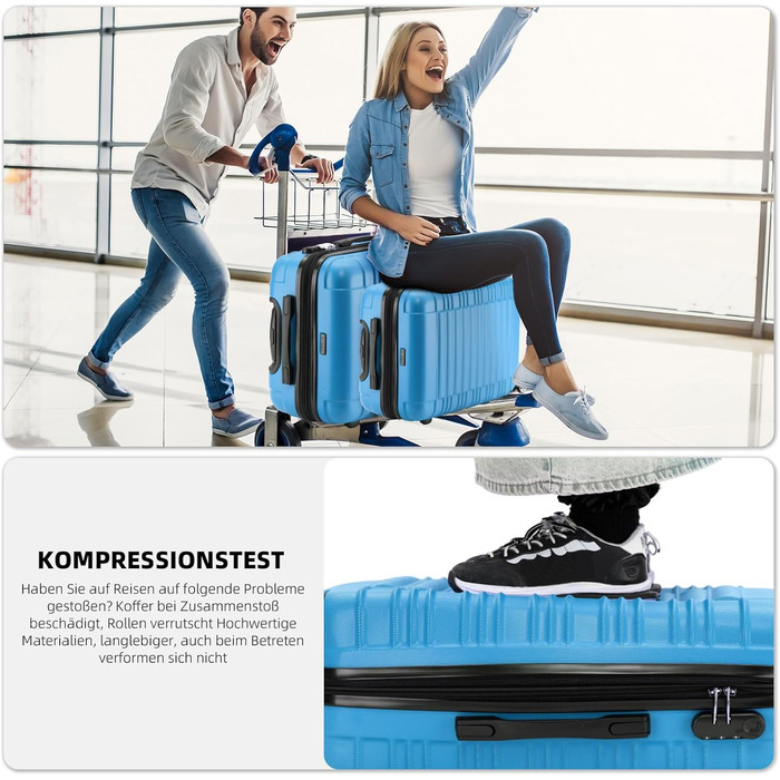 Набір валіз Beibye з жорстким корпусом (Турквіс) – валіза-тролей, валіза-роллік, для подорожей, з подвійними колесами