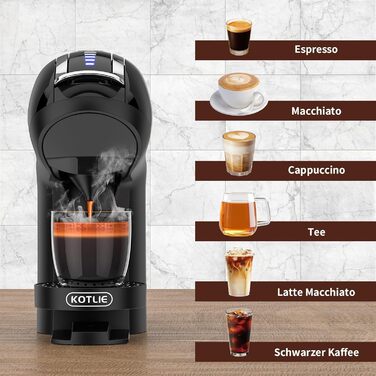 Кавомашина KOTLIE 5-в-1 для капсул, меленої кави та ESE (44 мм), чорна (EM-308A)