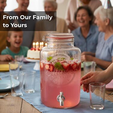 Скляний диспенсер для напоїв Smiths Mason Jars з нержавіючою сталею – 5 л, для вечірок та заходів на відкритому повітрі