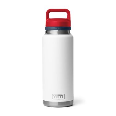 Термос-пляшка YETI Rambler із вакуумною ізоляцією та герметичною кришкою, нержавіюча сталь, 1020 мл (Білий/Синій/Червоний)