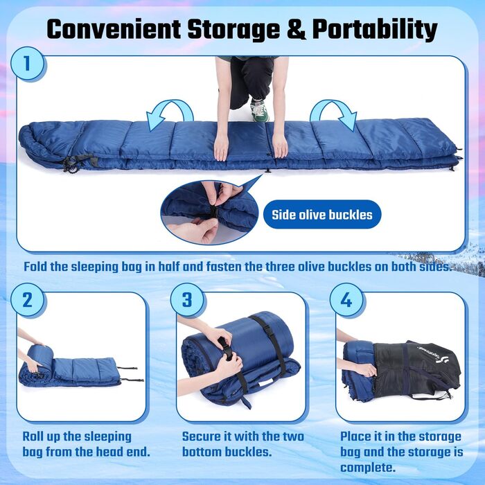 Спальний мішок зимовий XXL 230x90 см з капюшоном та підкладкою Kristallsamt для дорослих, -5°C