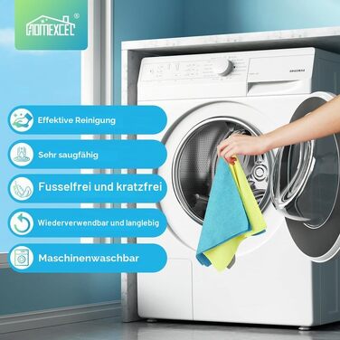 Серветки з мікрофібри HOMEXCEL, набір 100 шт, 30x30 см, універсальні безворсові рушники для прибирання авто, дому та кухні, багатоколірні