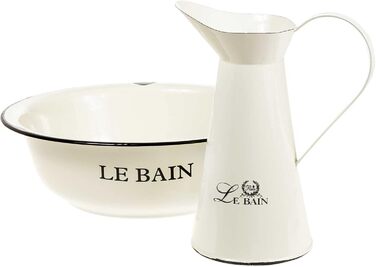SIDCO Wash Basin + Jug Shabby Wash Set with Pitcher Nostalgia Enamel Vintage Lebain