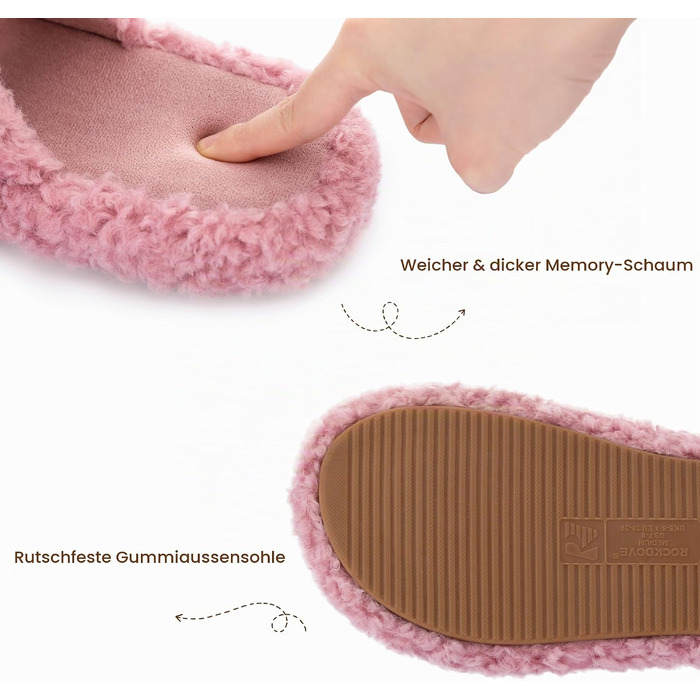 Жіночі м'які капці RockDove з ефектом пам'яті (Memory Foam), колір старорожевий, розмір 38/39 EU