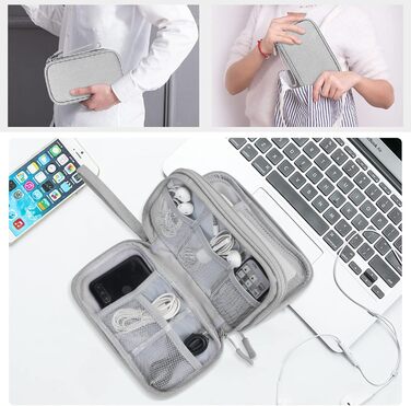 Органайзер для кабелів Simpolor: сірий кейс для зберігання кабелів, USB-накопичувачів, power bank та аксесуарів