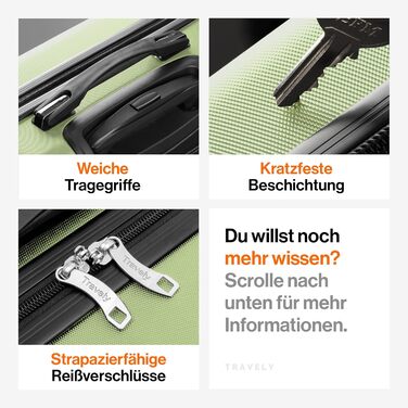 Набір валіз Travely з полікарбонату (77см, 67см, ручна поклажа) з TSA замком та плавними колесами