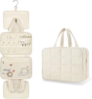 Косметичка-органайзер для подорожей з гачком, жіноча/чоловіча, велика, бежева (#2)