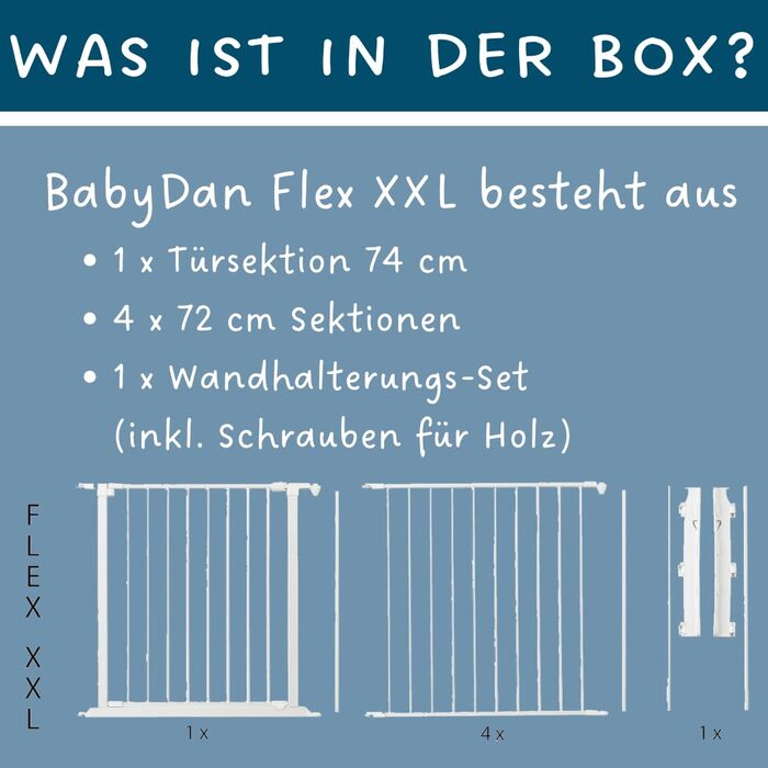 BabyDan Flex XXL – захисне бар'єр для каміну та сходів, перегородка для кімнати, білий, 90-350 см, Данія