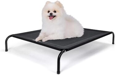 Підвищене собаче ліжко Nobleza Hundeliege Outdoor для собак середнього розміру, для відпочинку на вулиці, кемпінгу, з ефектом охолодження, чорного кольору, 105x80x20CM (87x65x20 см)