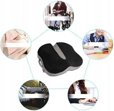 Ортопедична подушка для сидіння з ефектом пам'яті (Memory Foam) — профільна, для офісу