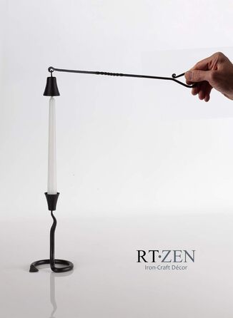RTZEN - Décor Candle Snuffer with Long Handle, Black Wrought Iron Candle Snuffer, Easily Extinguish Any Candle in Dining Room, Kitchen, Bathroom or Spa, Handmade Authentic Unique Gift