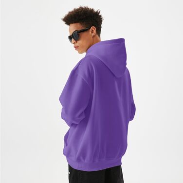 Худі для чоловіків: стильний пуловер з флісу в стилі хіп-хоп, довгі рукави, капюшон, streetwear, осінь/зима (L, фіолетовий)