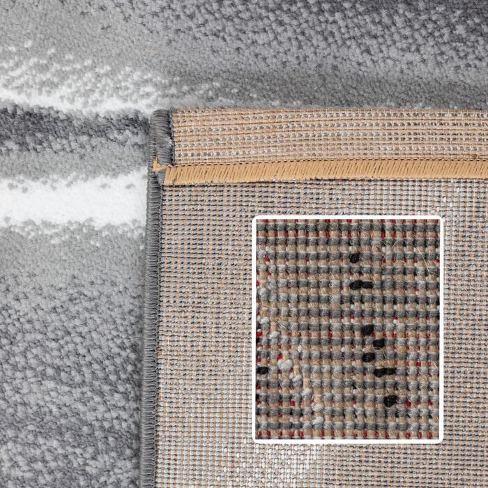 Килим для вітальні, спальні, їдальні, коридору, кухні. Сучасний килим з геометричним малюнком, короткий ворс, легкий у догляді. Чорний, 140 x 200 см