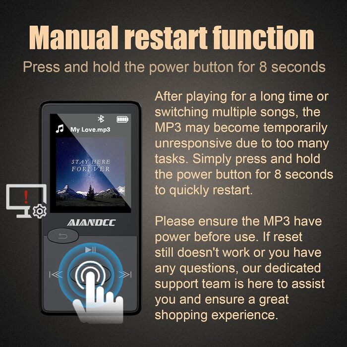 MP3-плеєр Bluetooth 5.3 HiFi, FM-радіо, 32GB, з навушниками, підтримка TF-карт (Чорний)