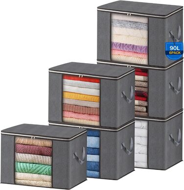 Органайзери для зберігання AIOR, сірий, 6 шт., 90л, 60x40x35 см