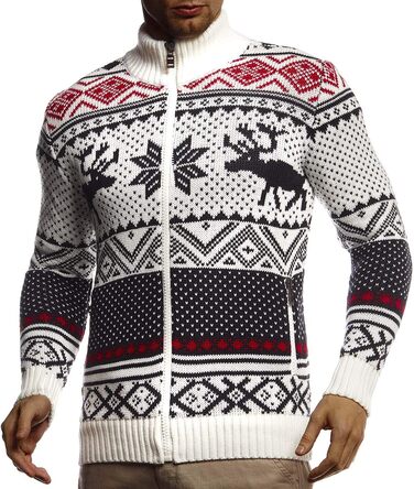 Чоловіча в'язана куртка Leif Nelson з коміром-стійкою, зимова куртка, тепла куртка для відпочинку, чоловіча куртка, норвезький стиль, грубий в'язок, Slim Fit, LN20759, S, Екру