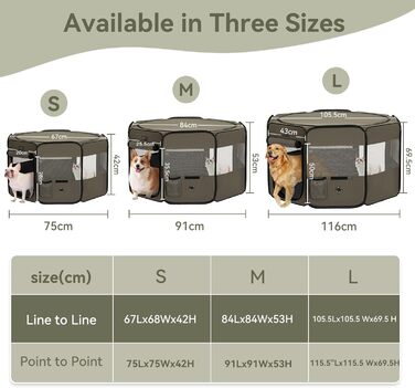 Кія для собак PETSFIT, розкладний вольєр для дому, витривале виконання, 91x84x53 см, сірий чайний (M: 92x84x53 см)