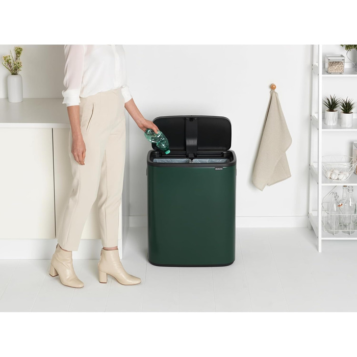 Відро для сміття Brabantia біле 60 літрів з 2 внутрішніми відрами (2х30л), колір Pine Green