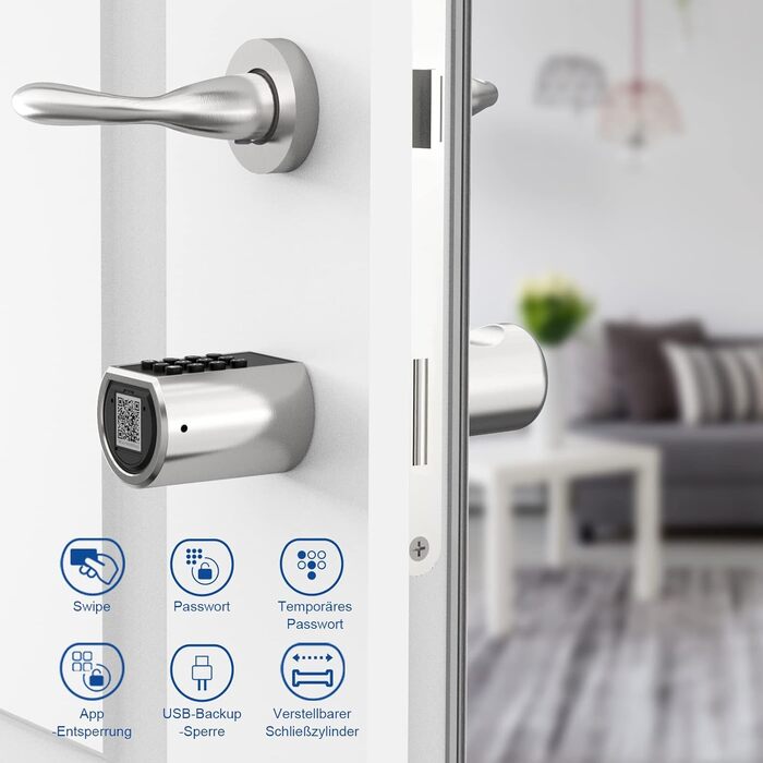 Електронний дверний циліндровий замок WELOCK PCB01 з паролем, RFID-карткою, Bluetooth та опціональним Wi-Fi, водонепроникний, для дверей 50-100 мм
