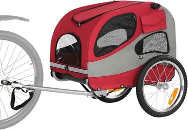 Причіп для велосипеда для собак, складаний, з відбивачами безпеки, сумкою для зберігання, м'яким внутрішнім простором та страхувальними повідками, для собак до 30 кг, червоний