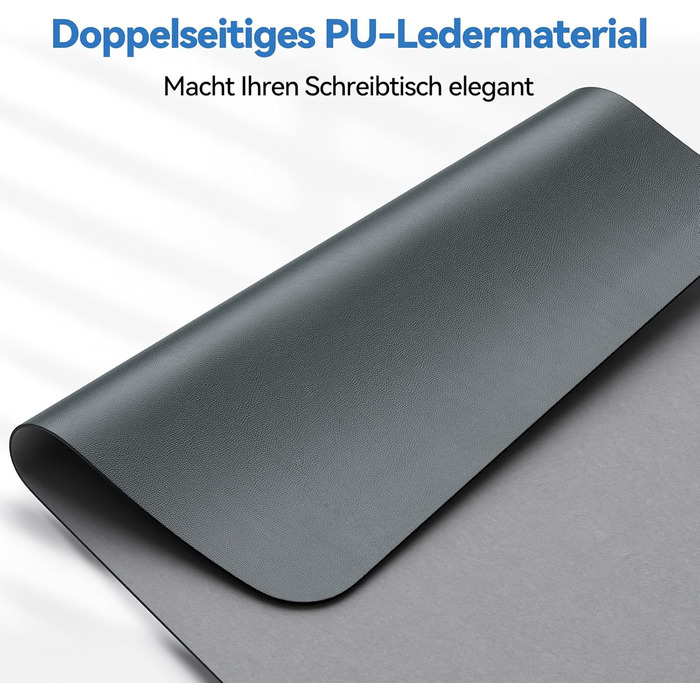 TECKNET Килимок на стіл, 80 x 40 см, захист від води, для ноутбука, PU шкіра, двосторонній, для офісу/дому (темно-сірий)
