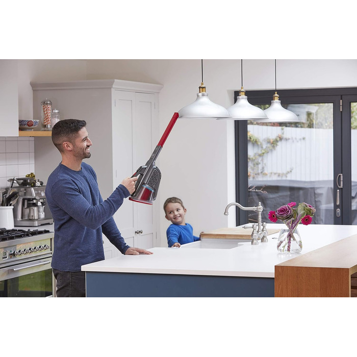 Акумуляторний пилосос ручний BLACK+DECKER BHHV315B-QW Lithium Dustbuster з циклонною технологією та насадкою для щілин, білий/синій