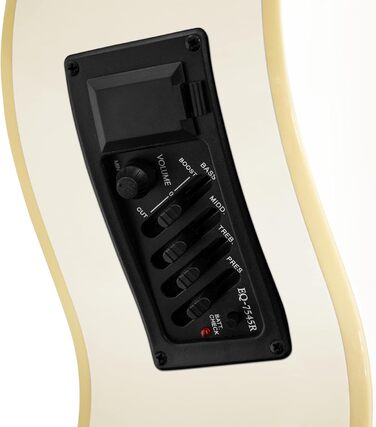 Електроакустична гітара TIGER ACG4-WH 4/4 для початківців з вбудованим 3-смуговим еквалайзером. Комплект: гіга-сумка, ремінь, запасні струни. Білий колір